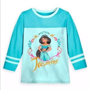 🆕Disney Jasmine Long Sleeve Football T-Shirt for Girls – Aladdin Size 7/8